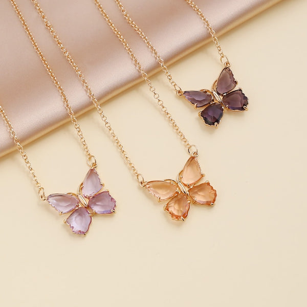 Multi-Colored Zircon Butterfly Necklace