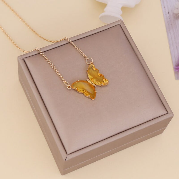 Multi-Colored Zircon Butterfly Necklace