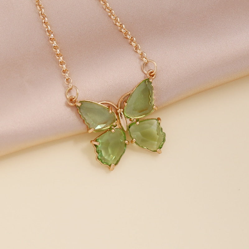 Multi-Colored Zircon Butterfly Necklace