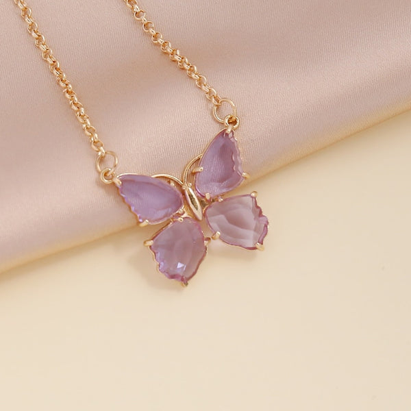 Multi-Colored Zircon Butterfly Necklace