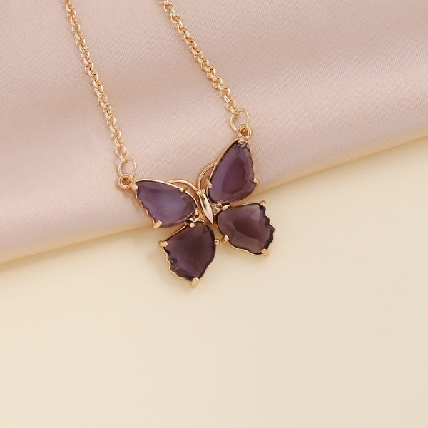 Multi-Colored Zircon Butterfly Necklace