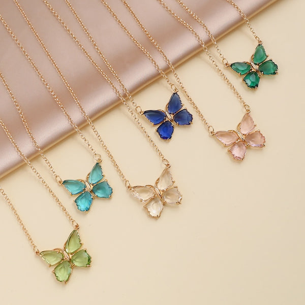 Multi-Colored Zircon Butterfly Necklace