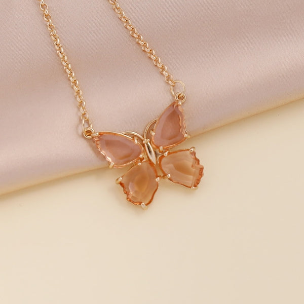 Multi-Colored Zircon Butterfly Necklace