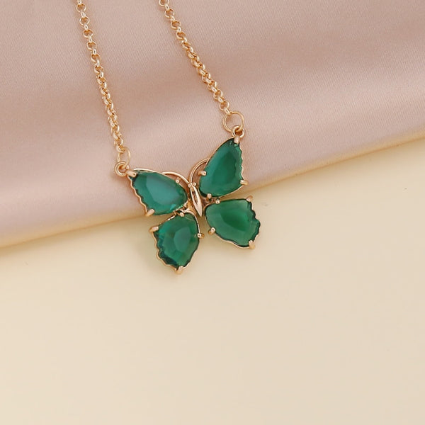 Multi-Colored Zircon Butterfly Necklace