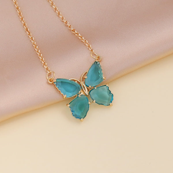 Multi-Colored Zircon Butterfly Necklace