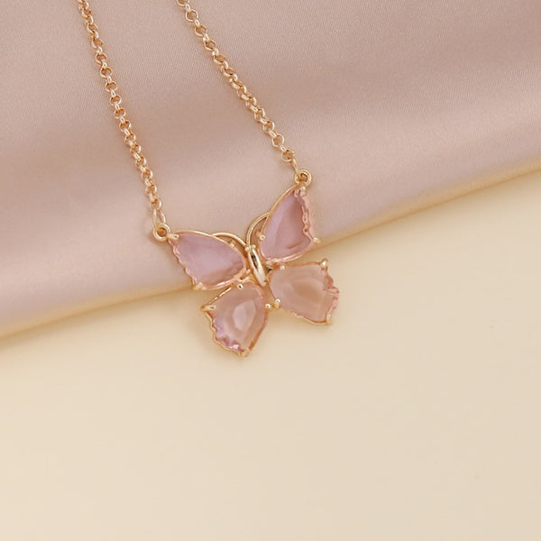 Multi-Colored Zircon Butterfly Necklace