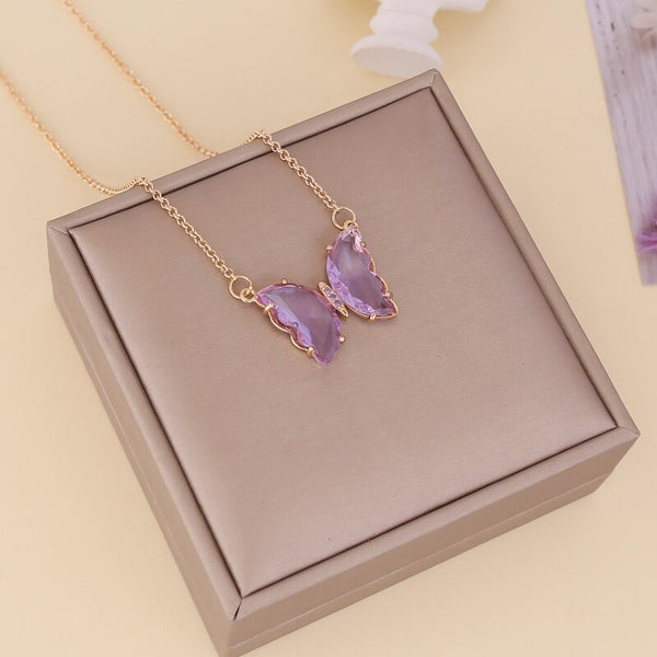 Multi-Colored Zircon Butterfly Necklace