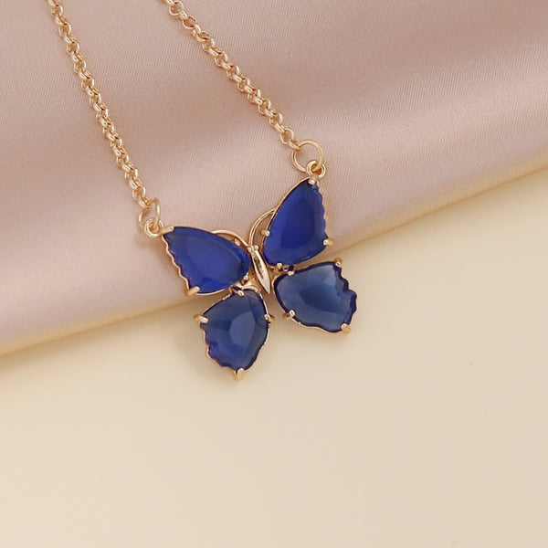 Multi-Colored Zircon Butterfly Necklace